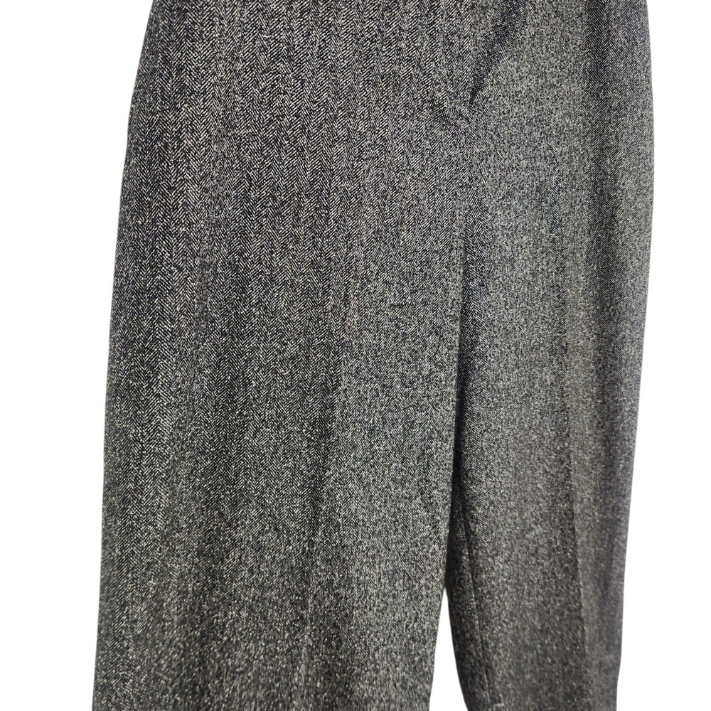 Express Editor Relaxed Ankle Trouser Mid Rise Herringbone Black Gray 16L NWT - Picture 2 of 9